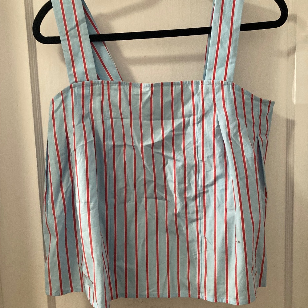 Striped Blue and Red Women's Crop Top